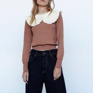 Zara knit sweater with oversized collar size M